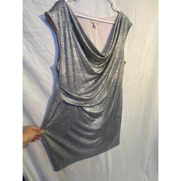 Silver House of CB Dress Shiny Draped Women’s 16 - Picture 7 of 7